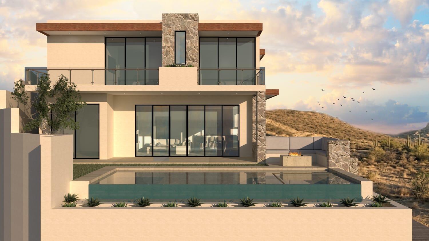 Club Campestre El Tule-Inland:General Pre-construction residence in Rancho Los Tules, Los Cabos. Features 4 bedrooms, each with a full bathroom and walk-in closet, offering privacy and comfort. Enjoy ocean for sale